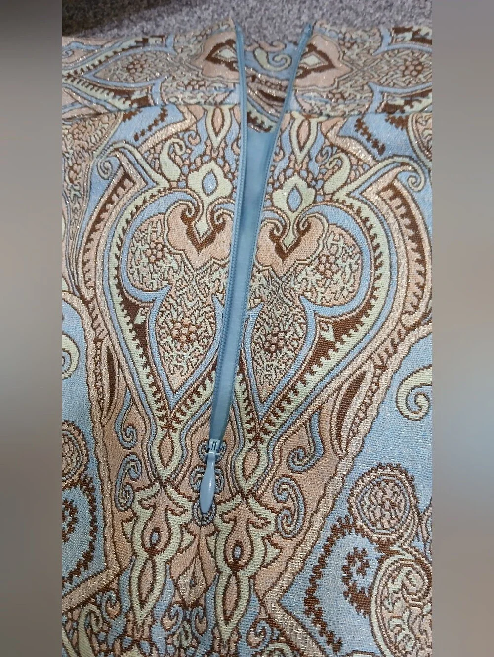 Talbots Petites 10P Blue Paisley Pencil Skirt Lined Slit Back Zip